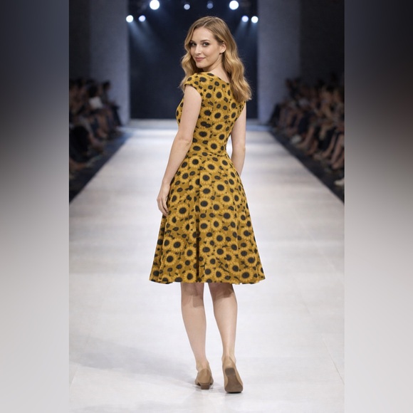 Dresses & Skirts - Effie’s Heart Sunflower Dress Women’s Medium Retro Fit Flare Cotton Pockets
